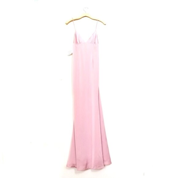 NWT Fame and Partners Trine Gown Prom Maxi Dress Matte Satin Dusty Rose Pink 2 - Picture 4 of 11